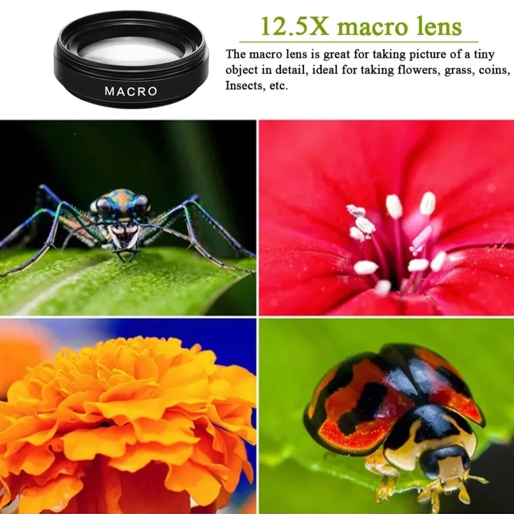Macro HD Camera Lens 2 in 1 Mobile Phone 0.45 Times Ultra Wide Angle 12.5 Times